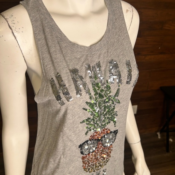 PINK. Hawaii sequin pineapple tank top Heather, gray Victoria’s Secret size XS - Picture 2 of 4